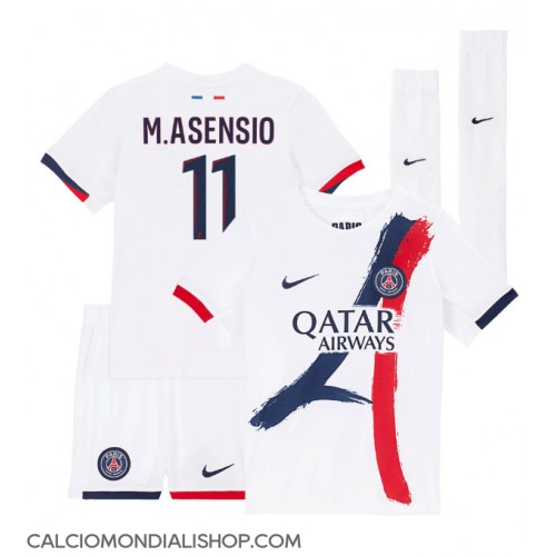 Maglie da calcio Paris Saint-Germain Marco Asensio #11 Seconda Maglia Bambino 2024-25 Manica Corta (+ Pantaloni corti)